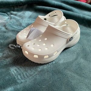 NWT White Platform Crocs